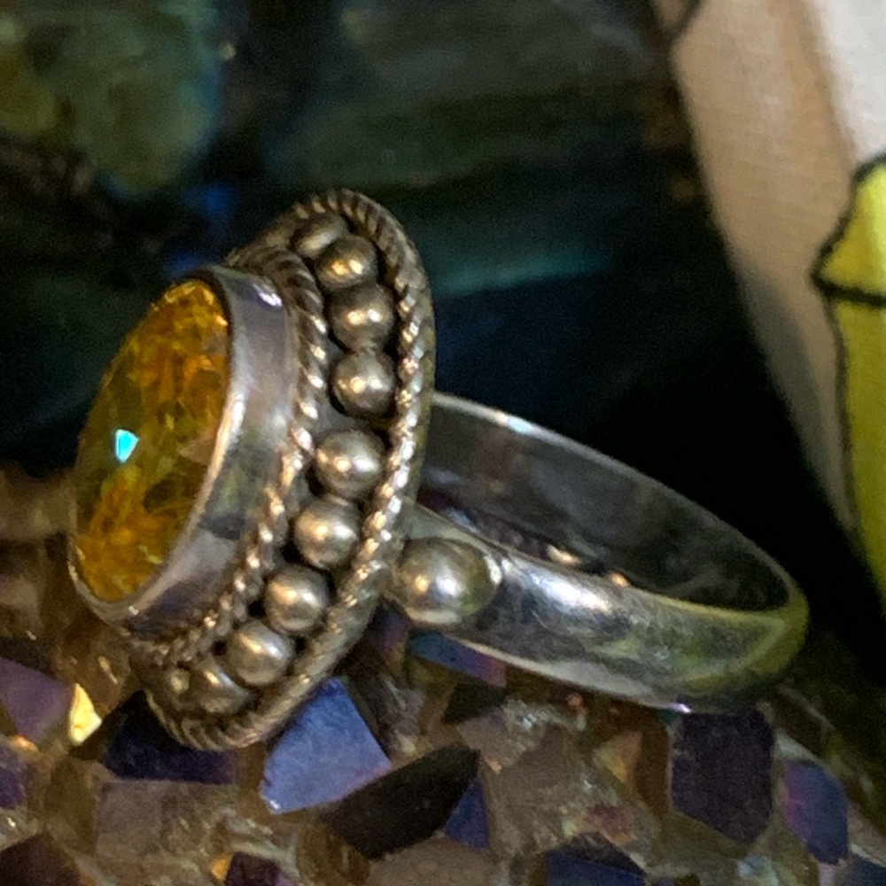 Sterling silver artisanal citrine ring size - Picture 4 of 9